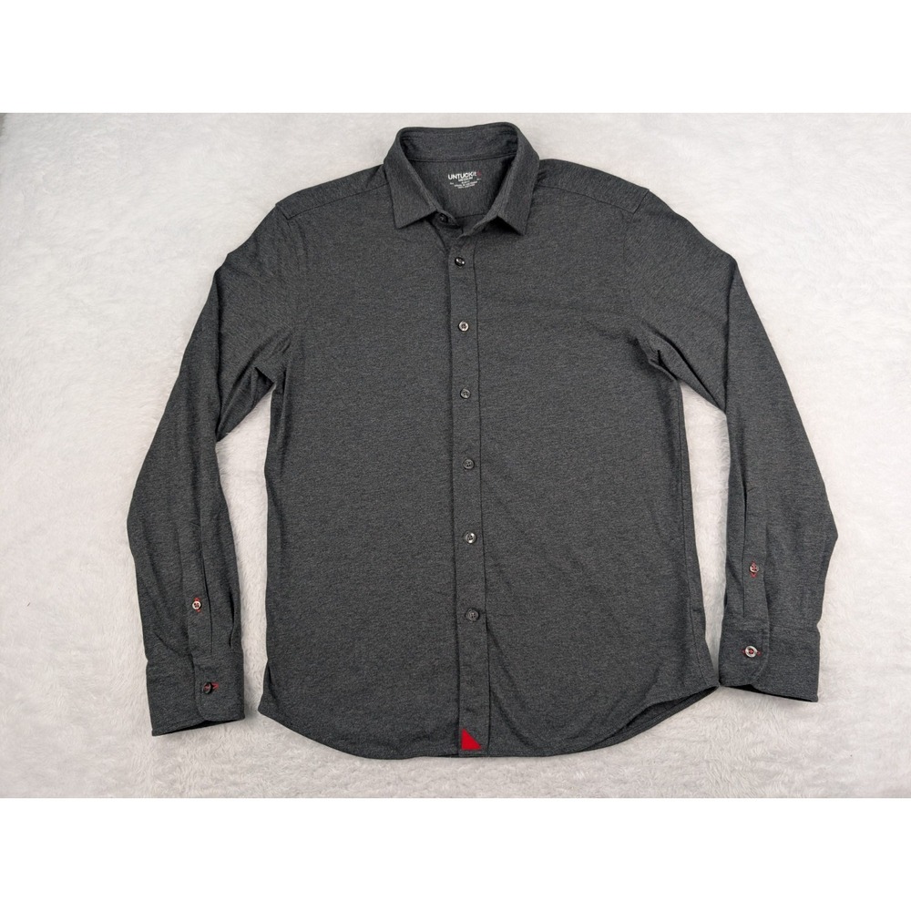 UNTUCKit Lux Tee Shirt Men's M Heather Gray Slim Fit Cotton Button Down